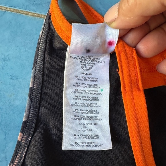 Arena Orange Print Polycarbonite II Challenge One Piece Swimsuit - Picture 6 of 7